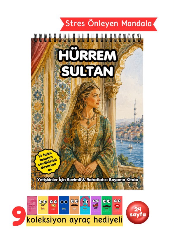 Mandala Boyama Kitabı - Yetişkinler İçin Rahatlatıcı Boyama Sayfaları - Hürrem Sultan